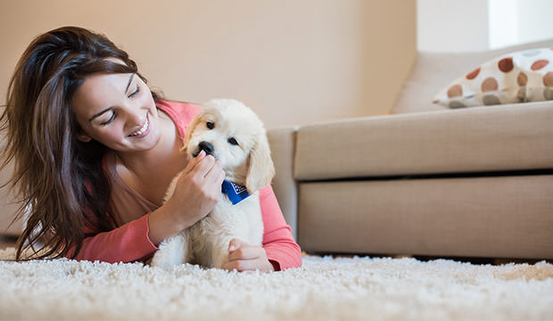 bigstock-Woman-With-Puppy-92255753